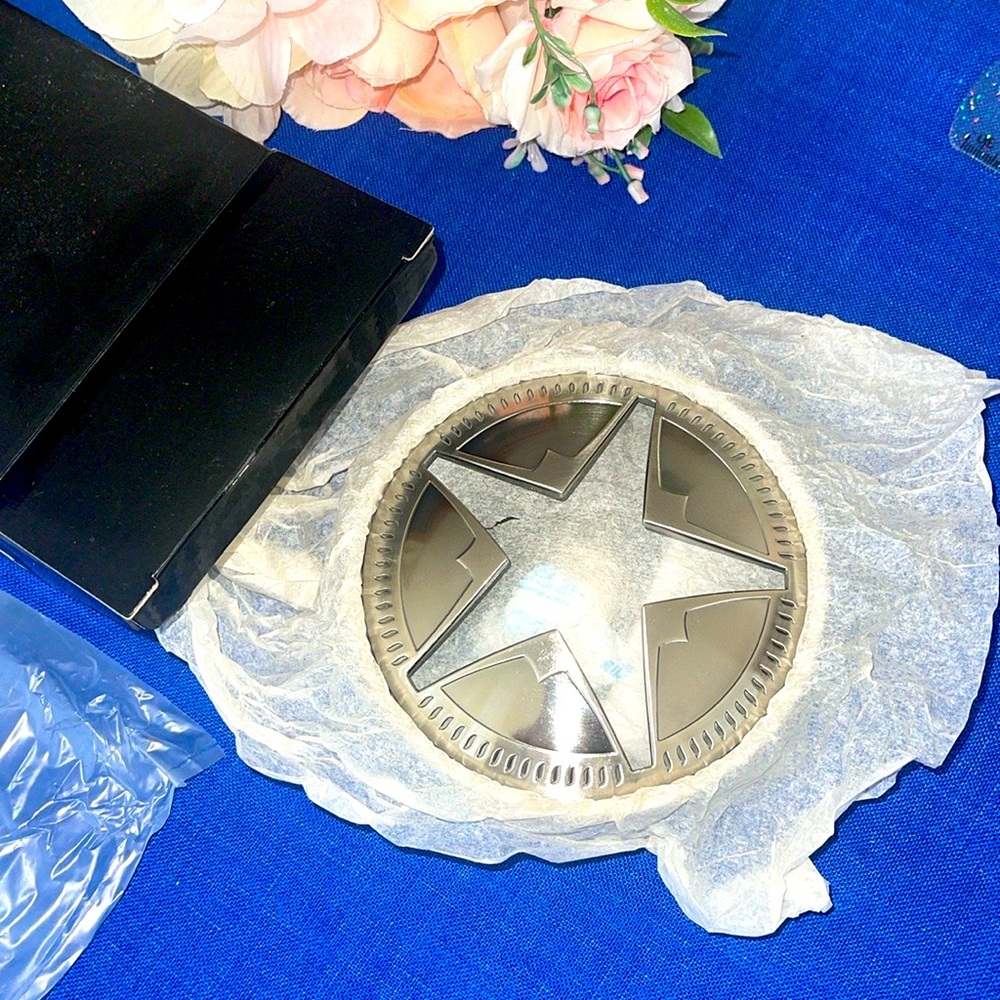 Vintage Marlboro Star Silver Round Brushed Metal Stainless Steel Ashtray NIB